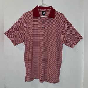 FootJoy Red & White Striped Pro-dry Golf Polo